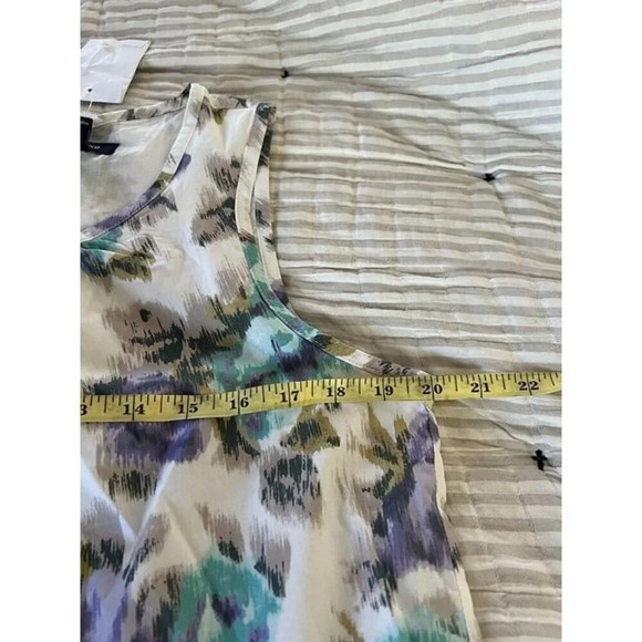 NWT Land’s End Watercolor Rose Dress Women’s Sz 12 Sleeveless Cotton Pockets - Picture 6 of 10